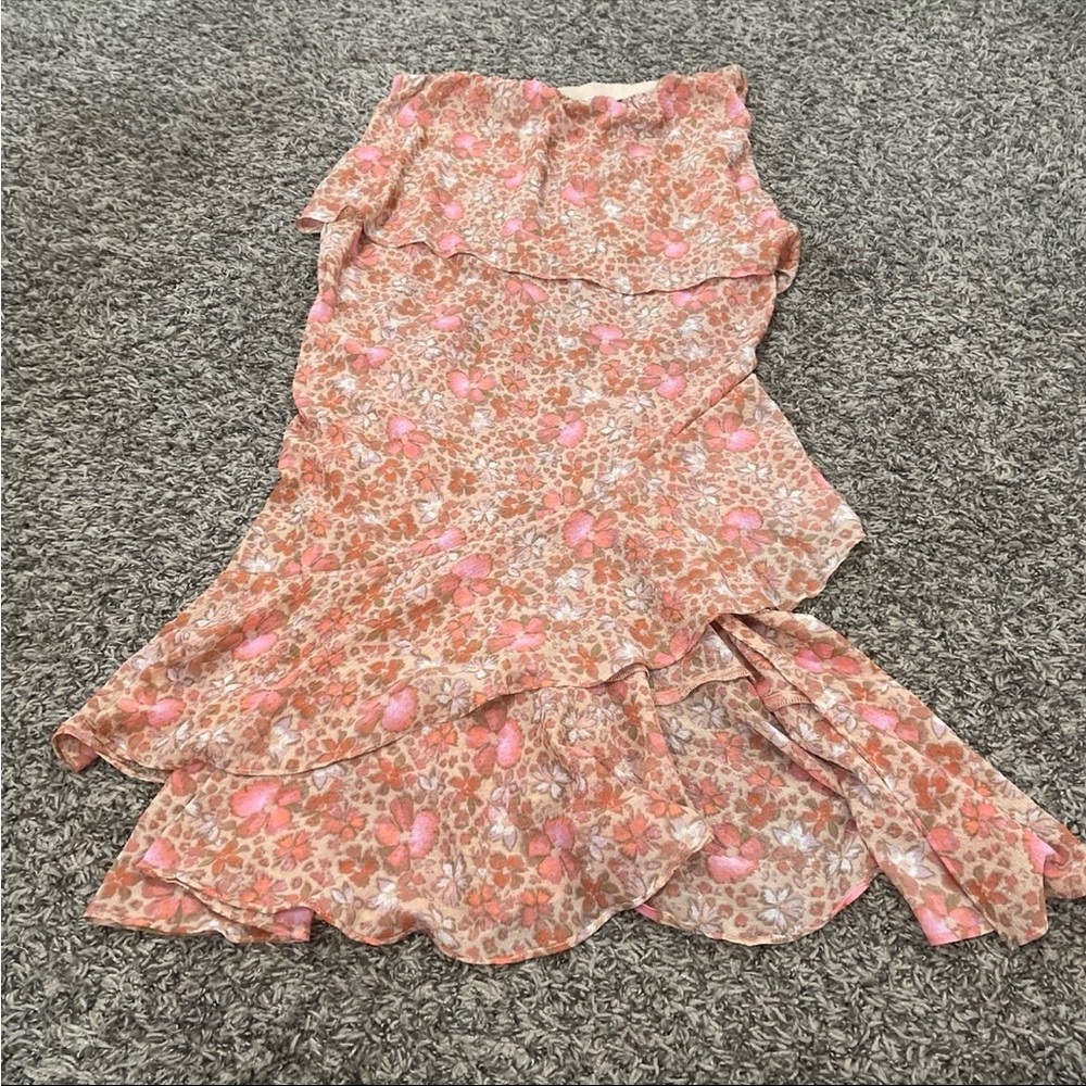 Free People Peach Pink Floral Maxi Skirt